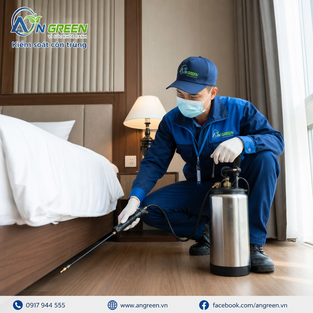 Kỹ thuật viên AN GREEN diệt rệp giường chuyên nghiệp